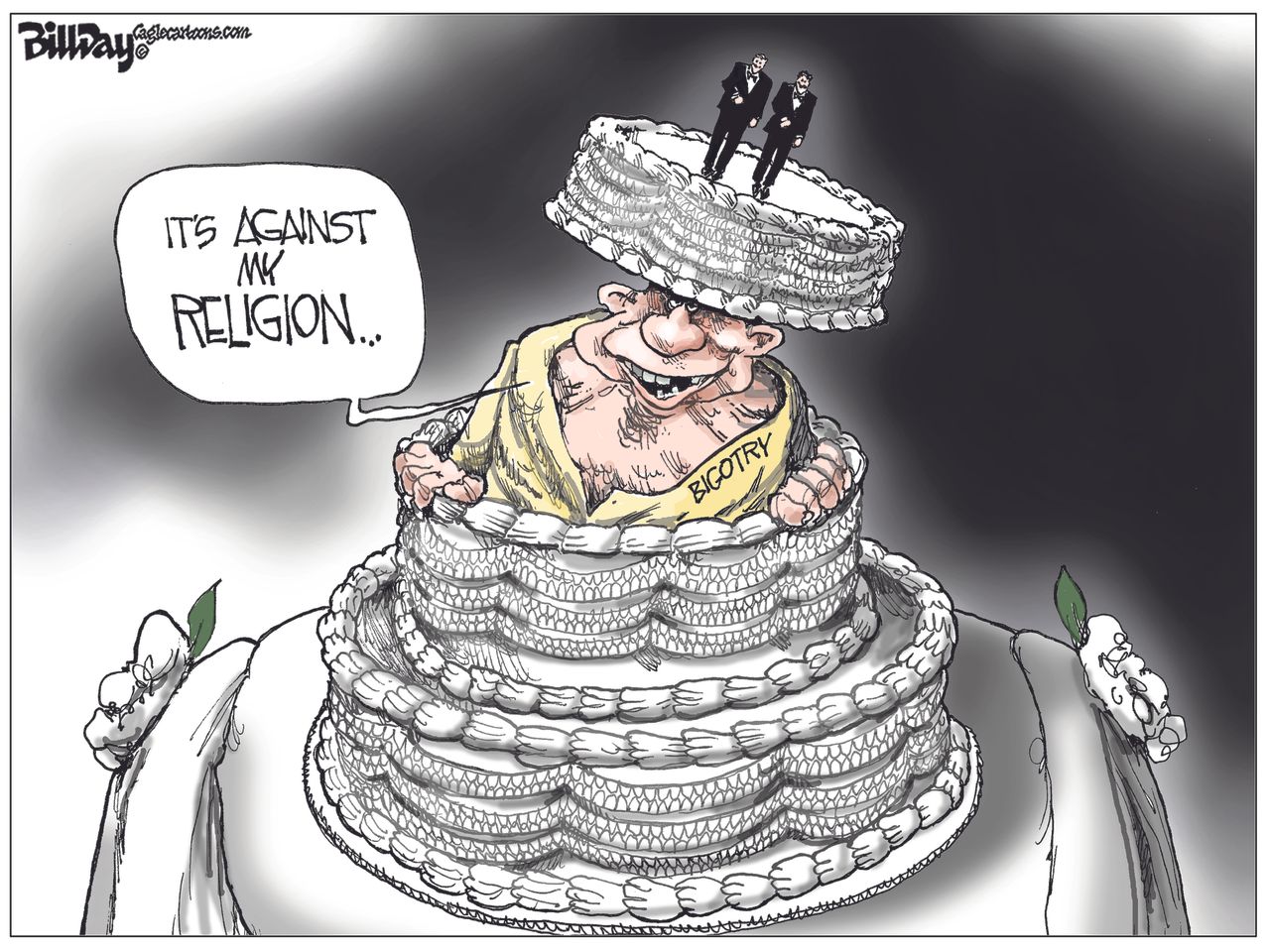 Political cartoon U.S. Supreme Court gay marriage wedding cakes