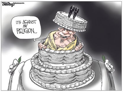 Political cartoon U.S. Supreme Court gay marriage wedding cakes