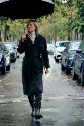 Longline Belted Wool Blend Coat