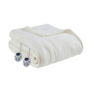 Serta Fleece to Sherpa Heated Blanket against a white background. 