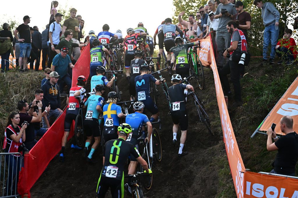 Riders were forced to run up this section of the Maasmechelen World Cup