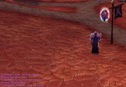 We tried to duel a level 67 mage, but the user interface crashed. Even though the duel flag was up, we couldn't target each other.