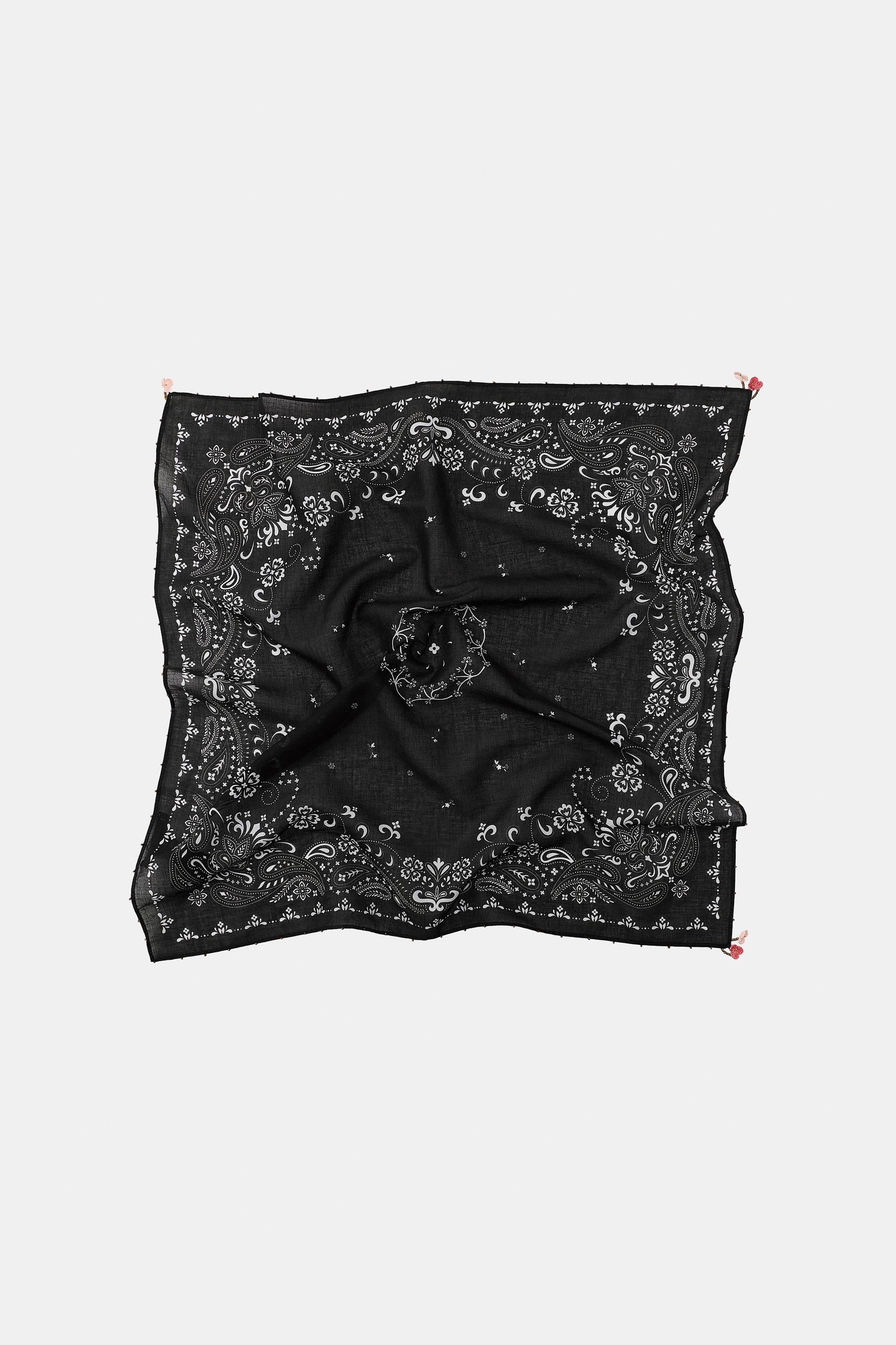 Zara, Paisley Beaded Floral Bandana Scarf