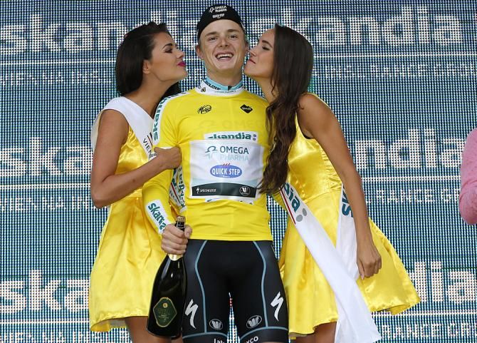 Petr Vakoc (Omega Pharma - QuickStep) leads the overall race