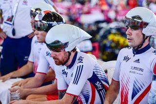 Bradley Wiggins gets ready to compete in the team pursuit