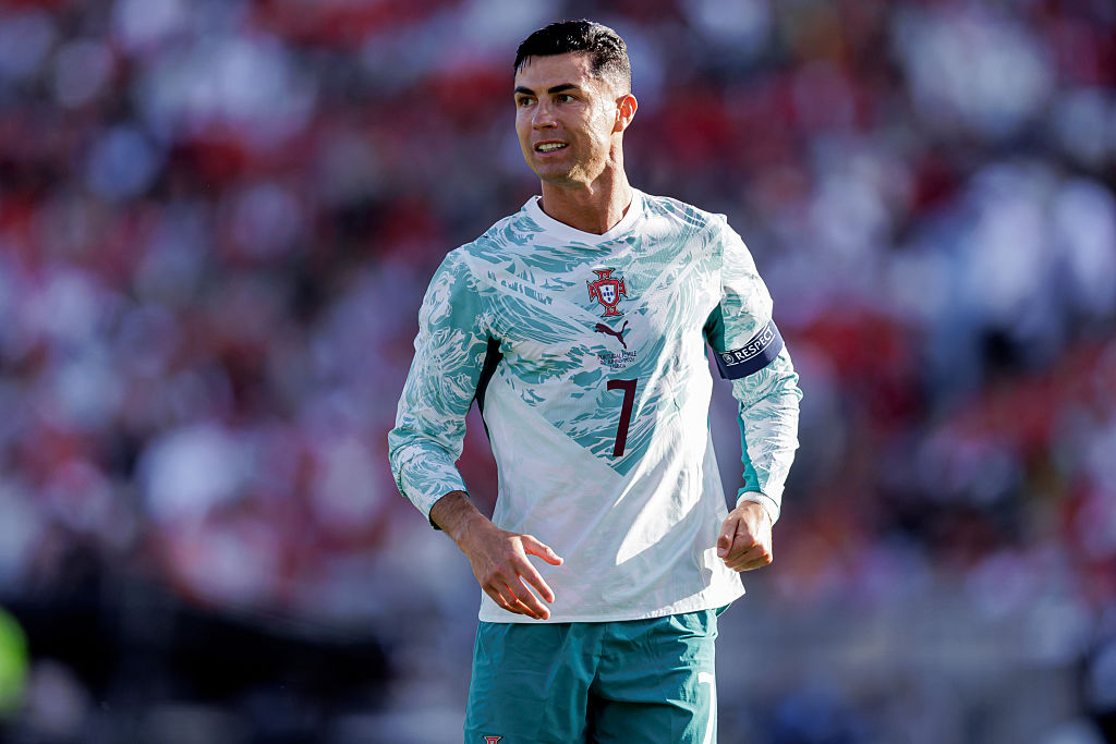 Cristiano Ronaldo of Portugal during the International Friendly match between Portugal v Chile at the Est&aacute;dio Nacional do Jamor on June 6, 2026 in Lisbon Portugal