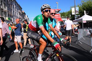 Fabio Aru (Astana) looks for the team bus after stage 15