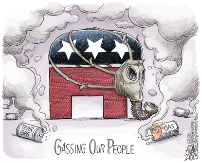 Political Cartoon U.S. Trump gassing protesters GOP&nbsp;
