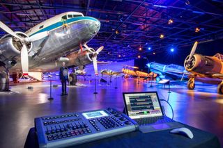 Vari-Lite shines stunning hues of blue, purple and pink on classic airplanes at an Air Force Museum.