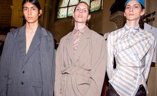 Models posing for a picture at Y/Project S/S 2020 Men's Fashion Week in Paris