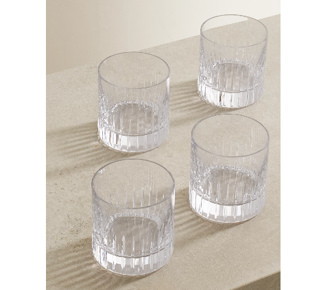 Crystal cut old-fashioned glass set.