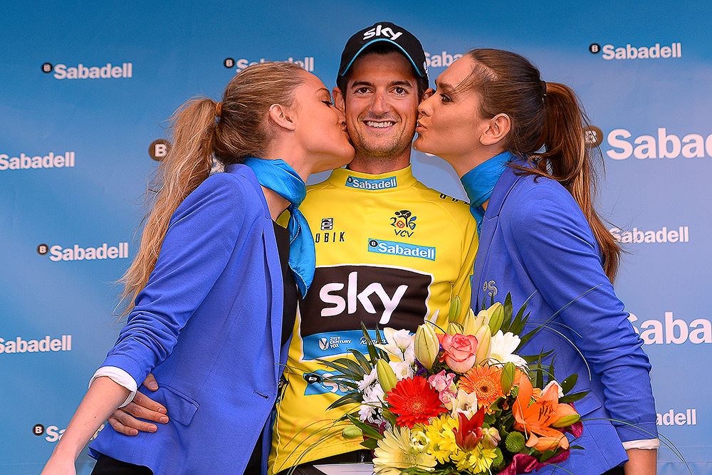 Team Sky's Wout Poels in yellow after the Valencia prologue