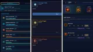 Three idle games side-by-side