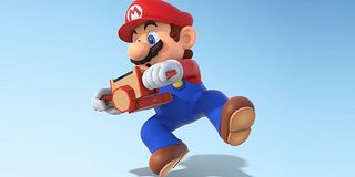 Mario steering with a Labo controller.