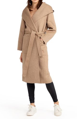 Arcadia Oversize Belted Hooded Wool Blend Coat