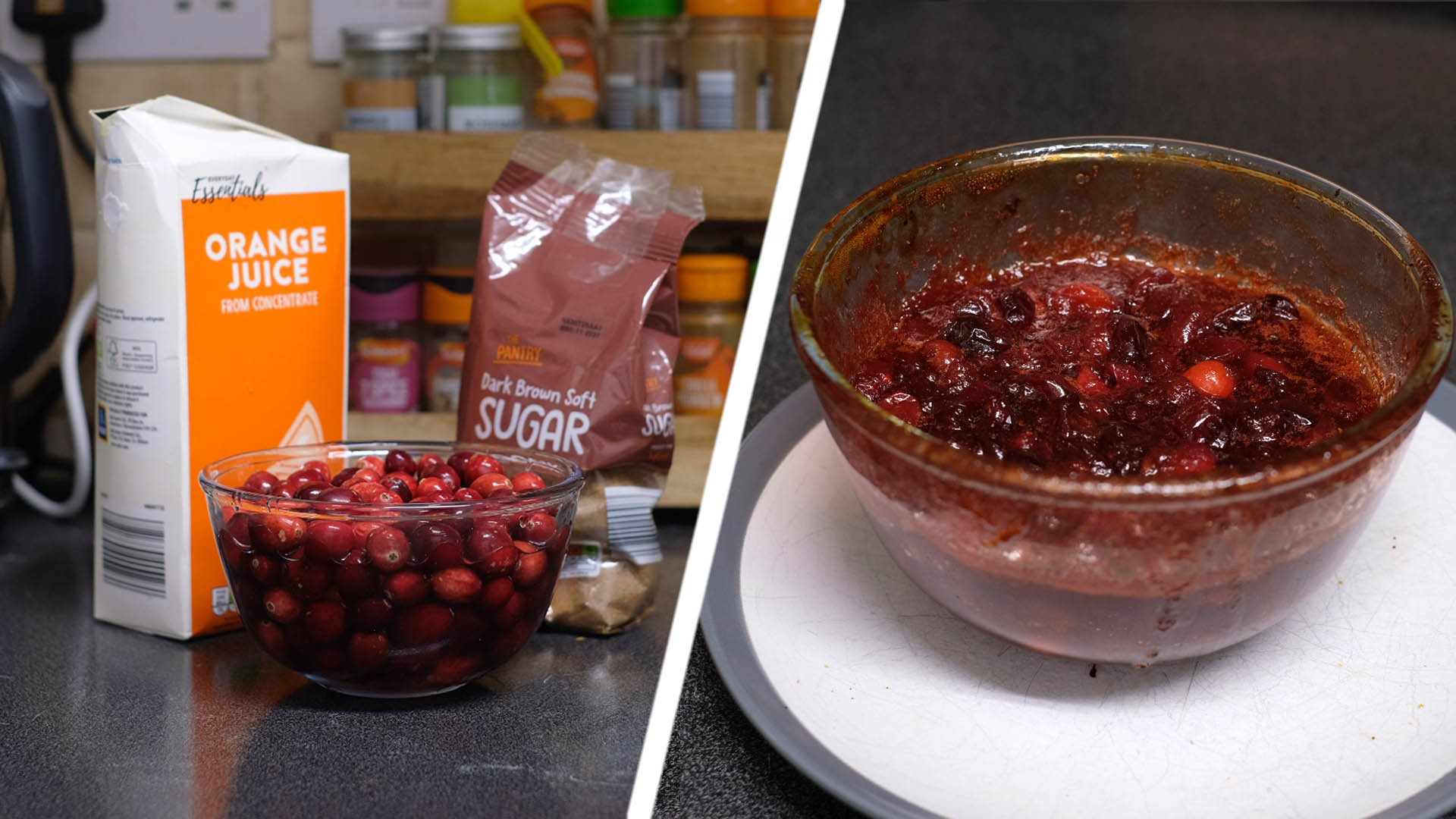 Cranberry sauce before and after air frying