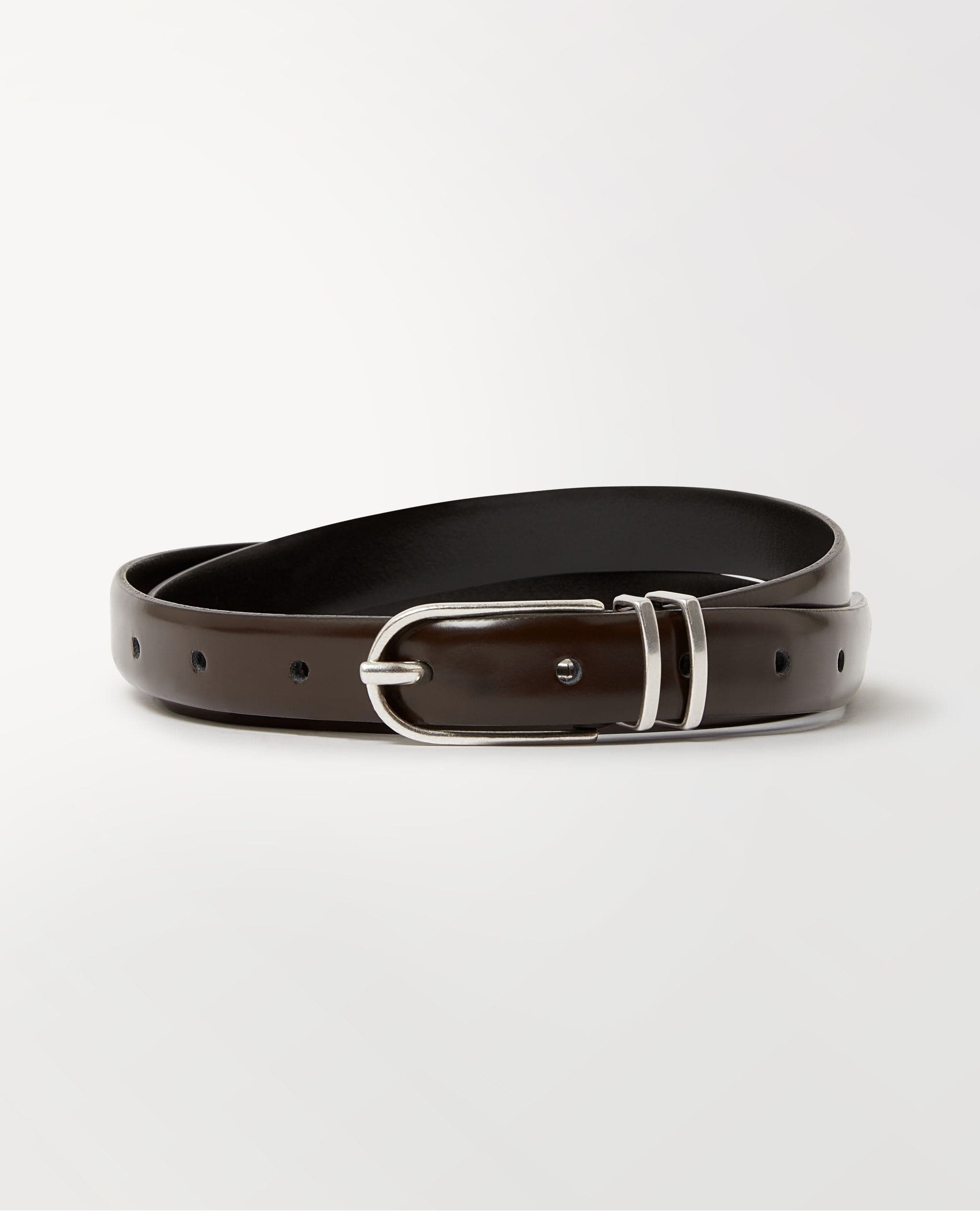Women&#039;s Smooth Leather Narrow Belt - Brown