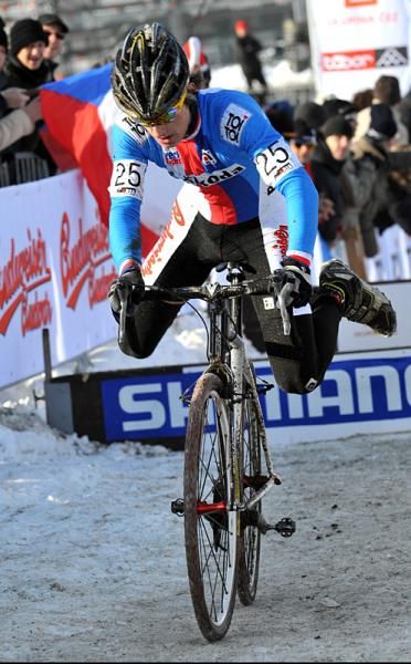 Tomas Paprstka (Czech Republic) remounts during his winning ride.