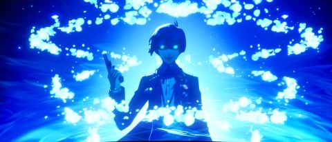 The protagonist of Persona 3 Reload summoning his Persona