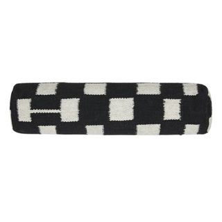 A checked bolster pillow