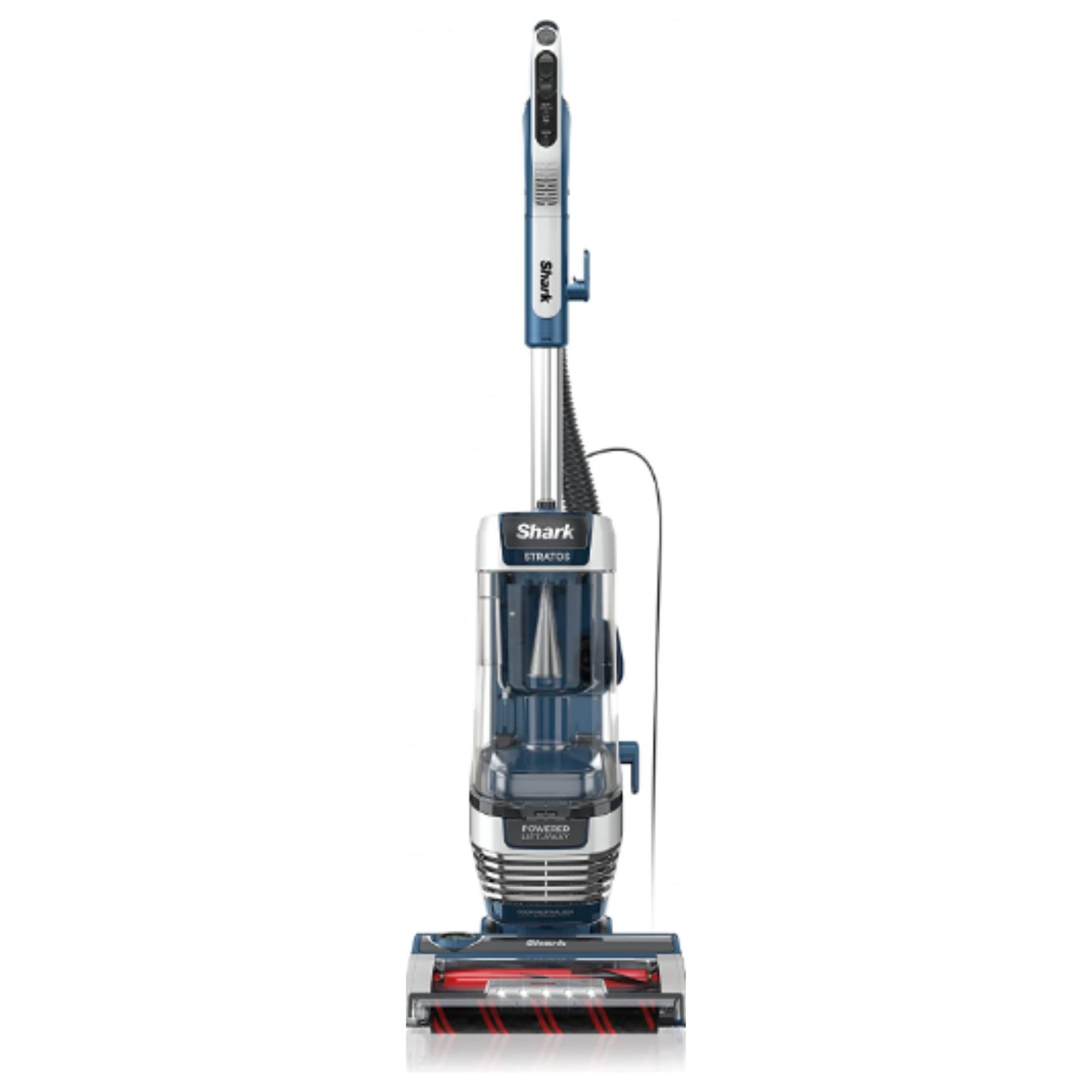 A Shark Stratos Upright vacuum on a white background