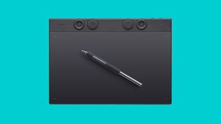 Wacom Intuos Pro on a bright turquoise background