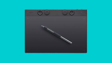 Wacom Intuos Pro on a bright turquoise background