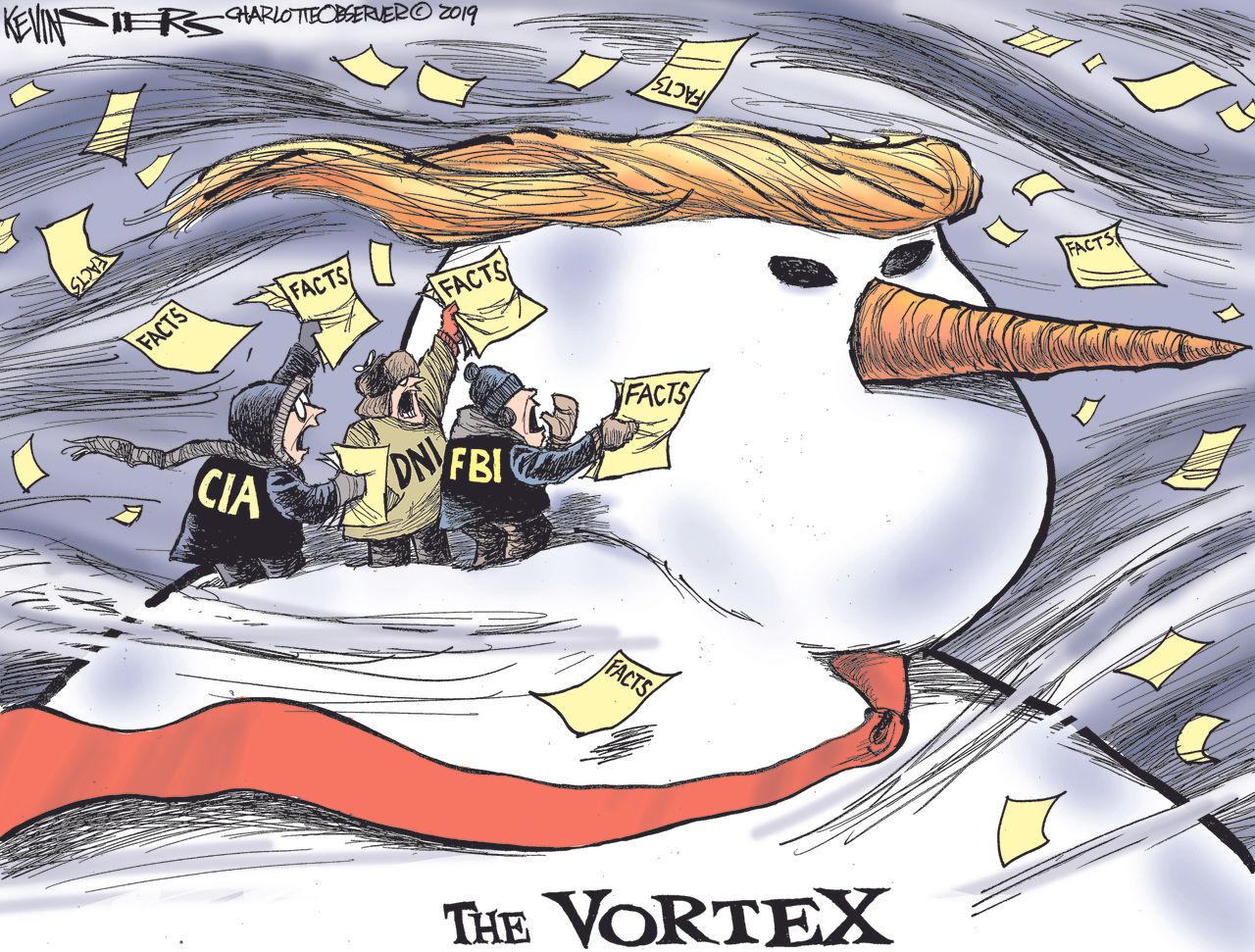 Political Cartoon U.S. Trump polar vortex FBI CIA