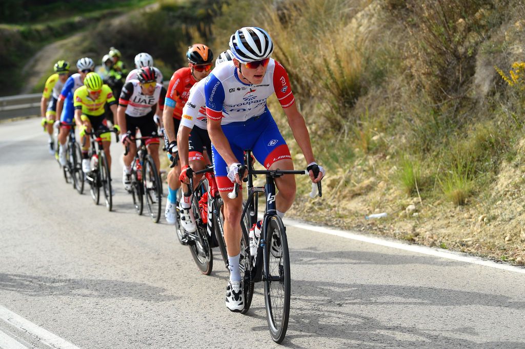 ALTO DE LAS ANTENAS DEL MAIGMO TIBI ALICANTE SPAIN FEBRUARY 04 Lars Van Den Berg of Netherlands and Team Groupama FDJ competes during the 73rd Volta A La Comunitat Valenciana 2022 Stage 3 a 1551km stage from Alicante to Alto De Las Antenas Del Maigmo Tibi 1080m VCV2022 on February 04 2022 in Alicante Spain Photo by Dario BelingheriGetty Images