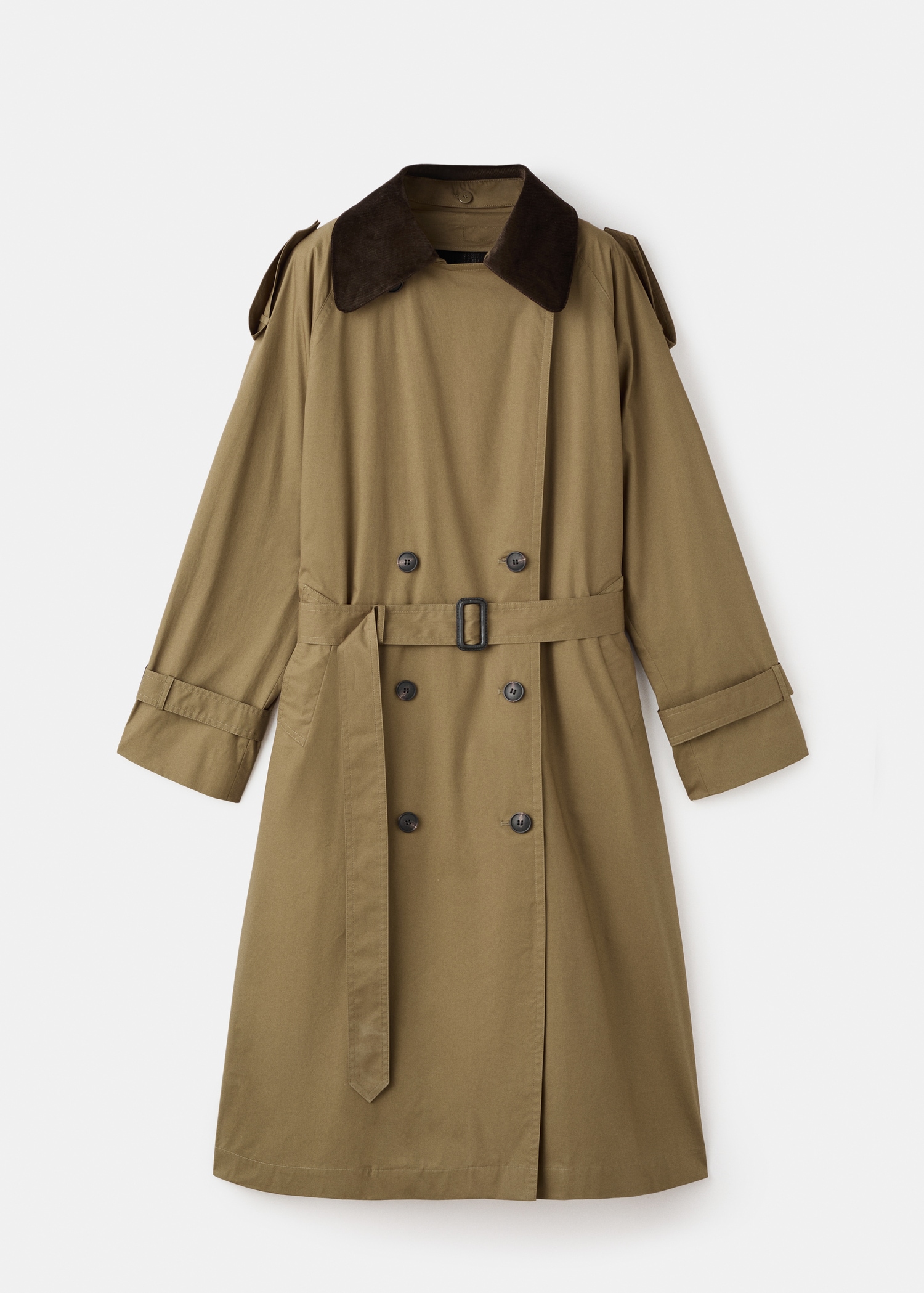 Double-Breasted Trench Coat With Corduroy Collar - Women | Mango United Kingdom