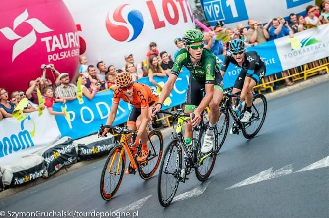 The breakaway: Bj&ouml;rn Thurau, Mateusz Taciak and Salvatore Puccio - about to be caught