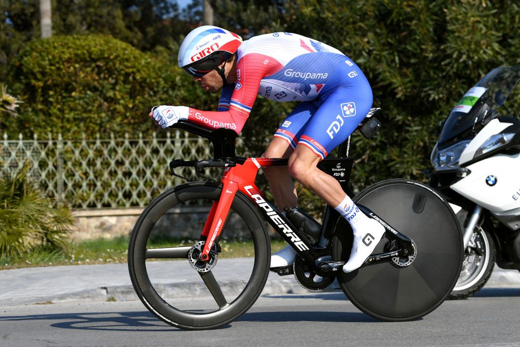 CAMAIORE ITALY MARCH 07 Thibaut Pinot of France and Team Groupama FDJ sprints during the 57th TirrenoAdriatico 2022 Stage 1 a 139km individual time trial from Lido di Camaiore to Lido di Camaiore TirrenoAdriatico on March 07 2022 in Camaiore Italy Photo by Tim de WaeleGetty Images