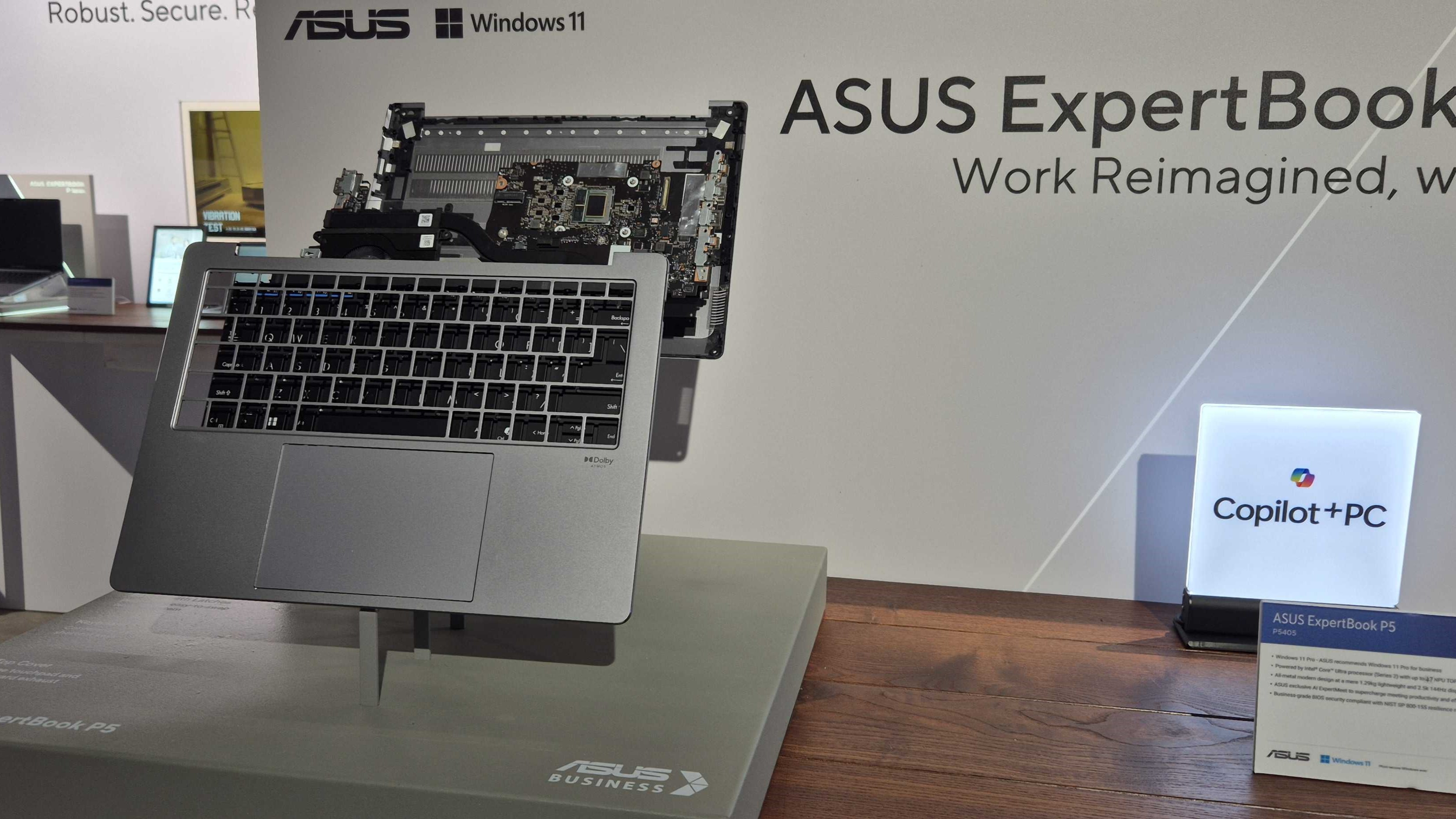 The Asus ExpertBook P5 in an exploded view showing off its parts