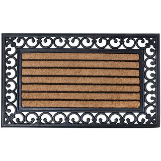 Traditional plain coir and rubber doormat