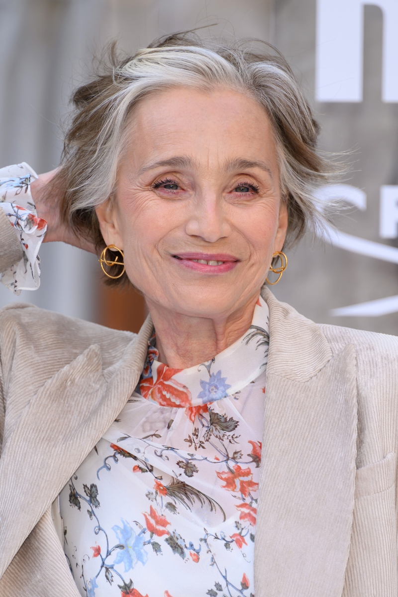 Dame Kristin Scott Thomas is pictured with a tousled pixie haircut at the Royal Academy Summer Exhibition Preview Party 2025 at Burlington House on June 11, 2025 in London, England.