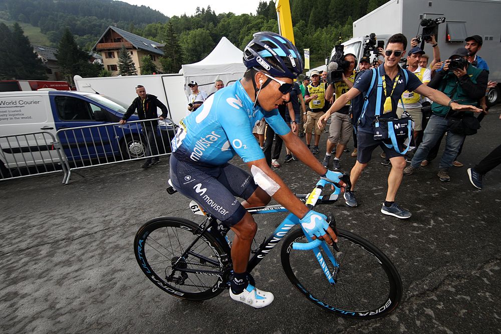Nairo Quintana (Movistar) after winning stage 18 at the Tour de France
