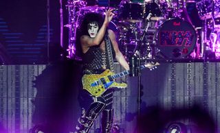 Paul Stanley performs onstage with Kiss at the Hellfest Summer Open Air Festival in Clisson, France on June 15, 2023