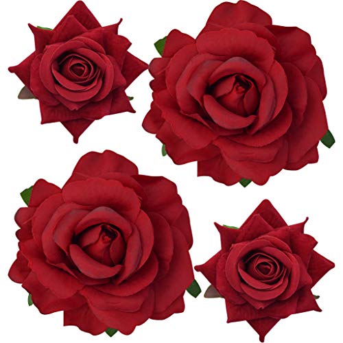 Topbuti Rose Hair Clip Flower Hairpin Brooch Floral Clips, 4 Pcs Fabric Rose Flowers Hair Clips Mexican Hair Flowers Pin Up Headpieces for Woman Girl Wedding Party Mother&#039;s Day