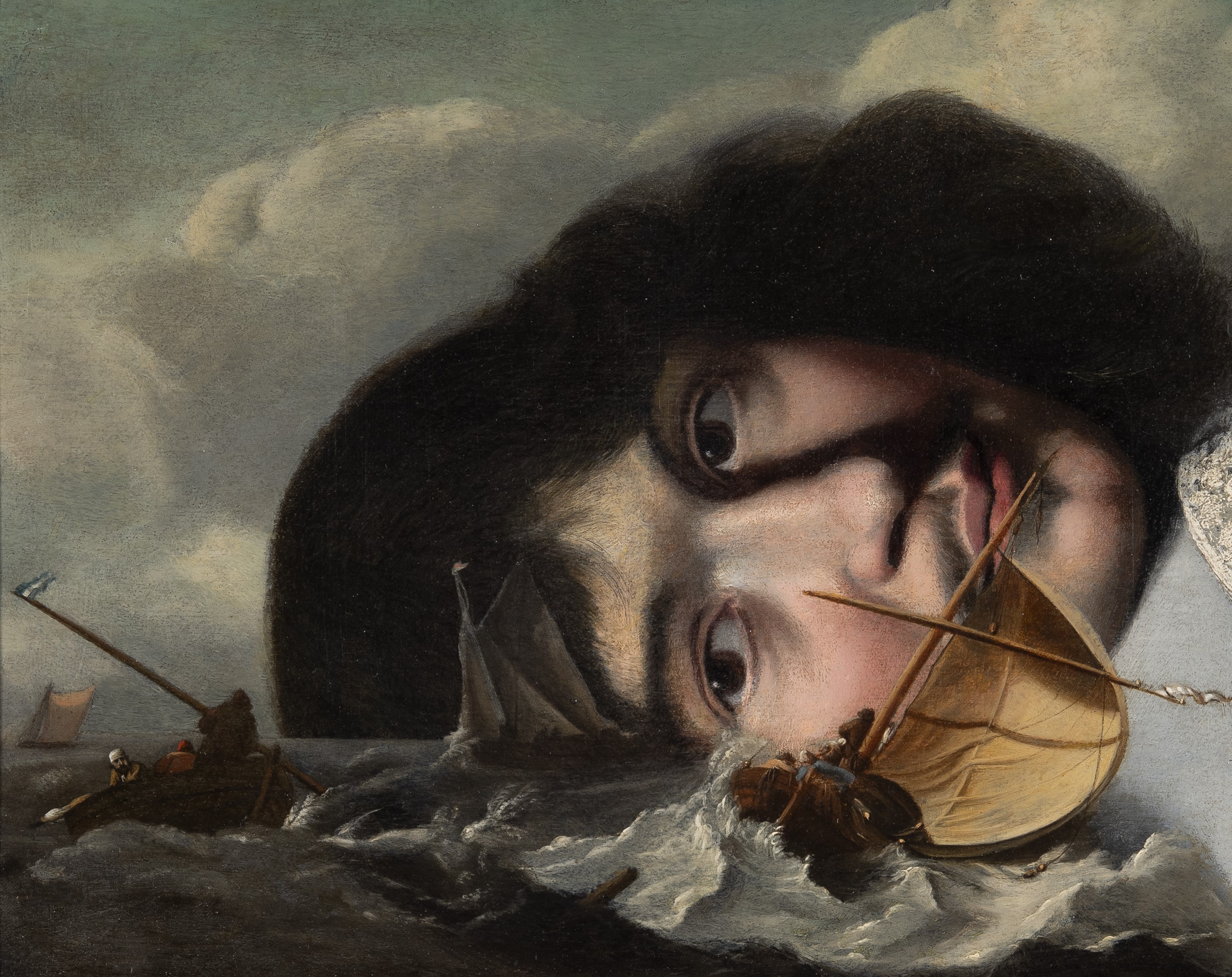 Ships and a portrait of a young man