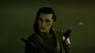 Dragon Age Inquisition - a player walks through the dark green fade in a cutscene