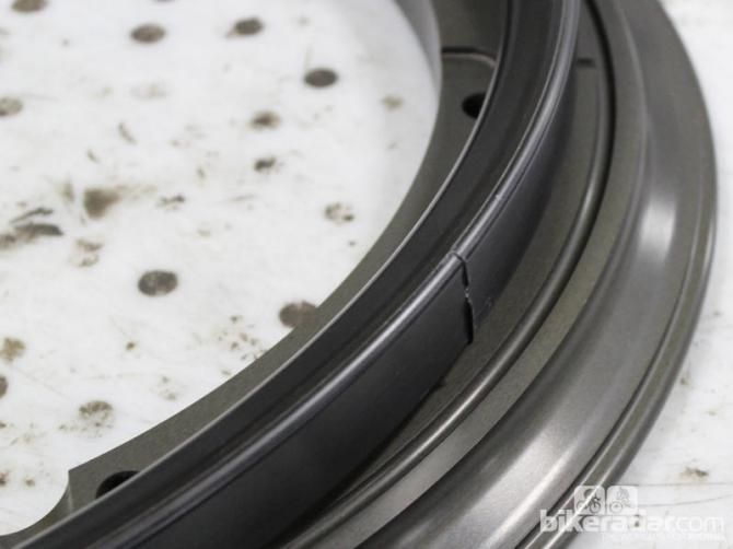 The rim comes out with a seemingly solid core where the tire bed will go