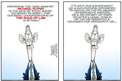 Political Cartoon U.S. Obama Michael Flynn hypocrisy