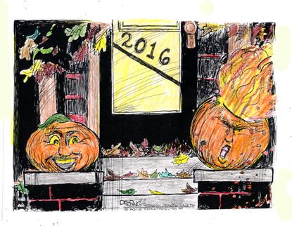 Political cartoon U.S. 2016 election Halloween