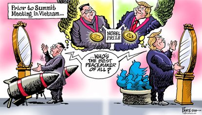 Political Cartoon U.S. Trump Kim Jong-Un Nobel Peace prize