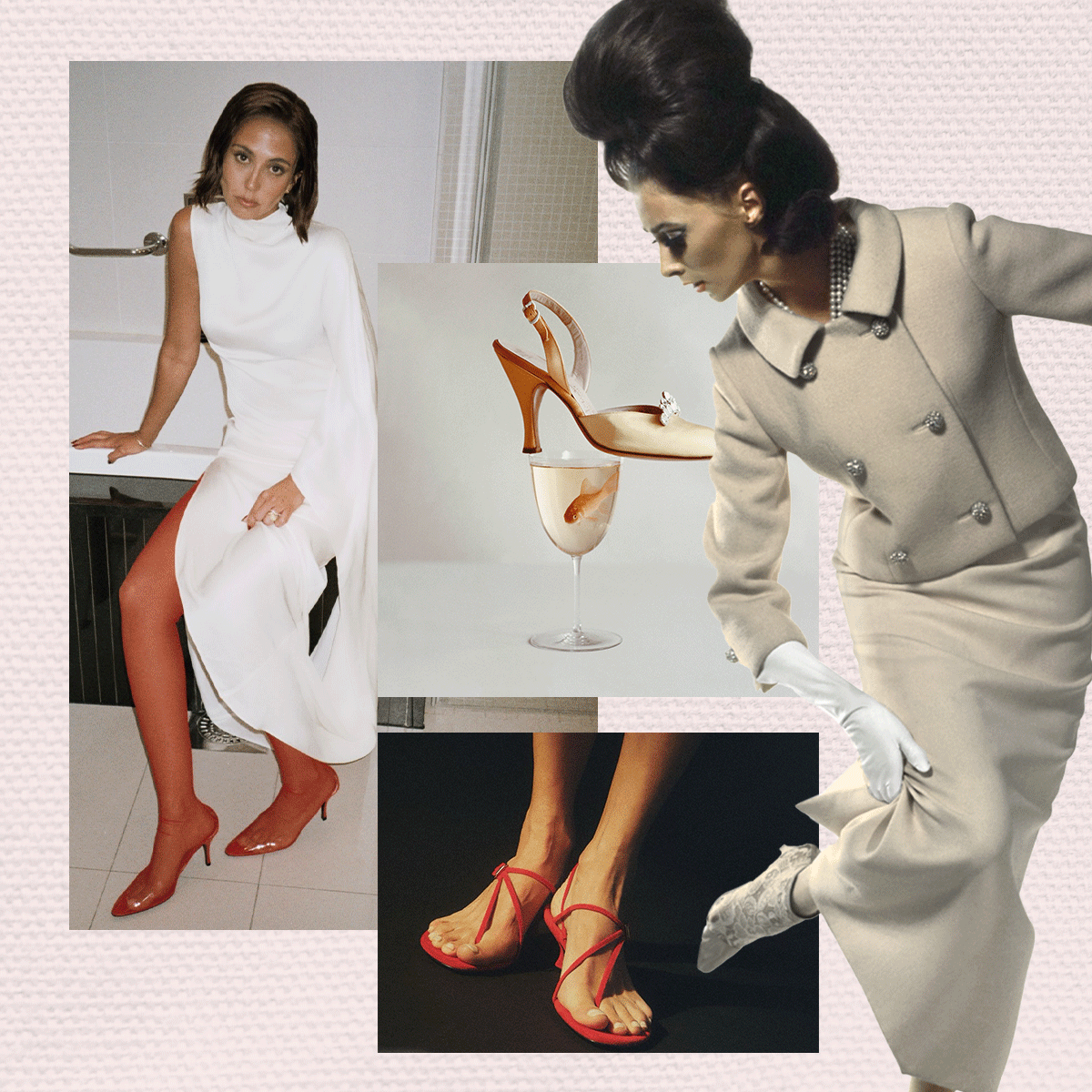 Collage of Herbert Levine shoes and design.