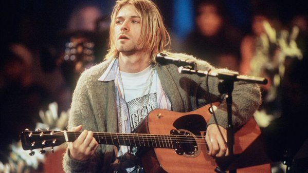 Kurt Cobain performs during MTV&amp;#039;s &amp;quot;Unplugged.&amp;quot;