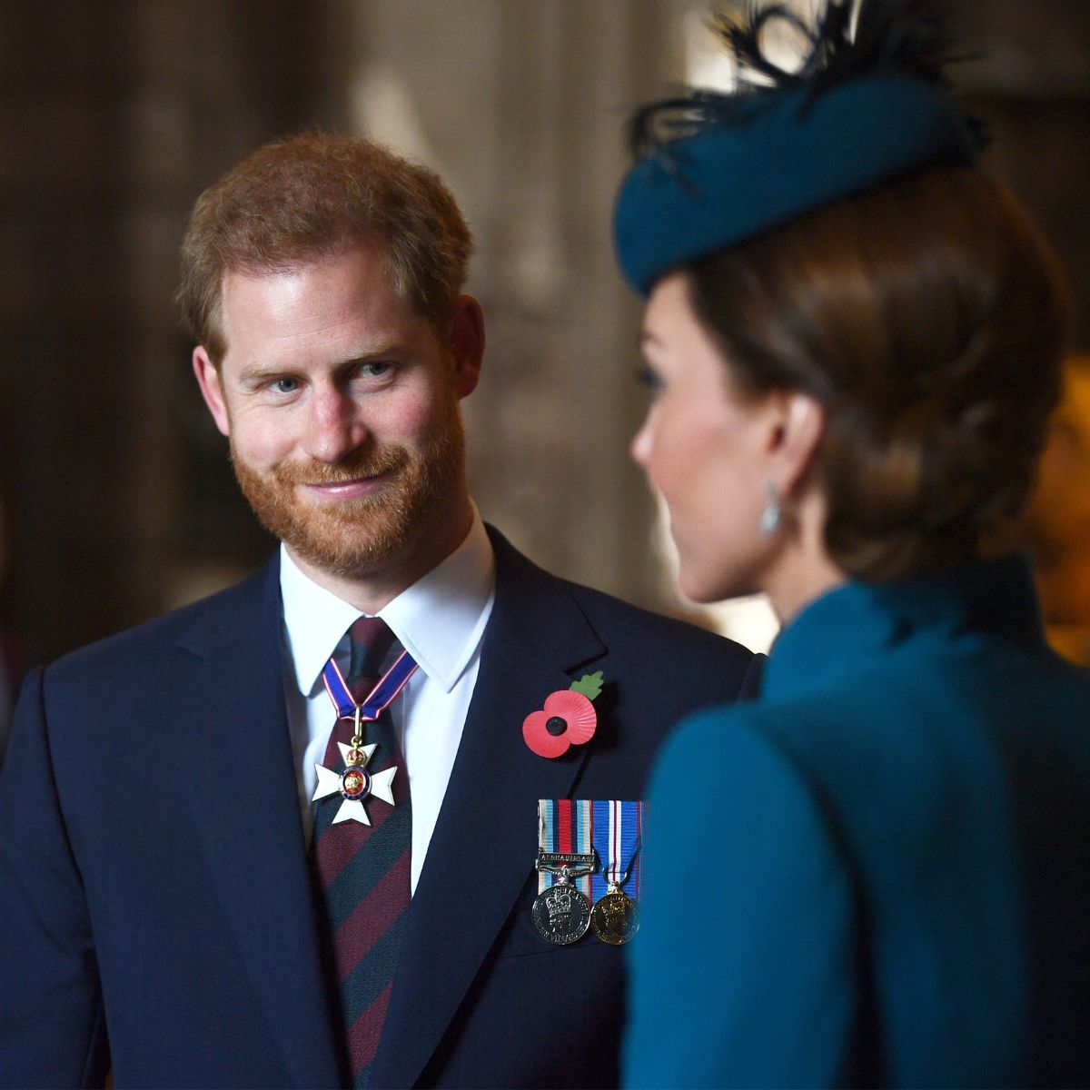 Prince Harry and Princess Kate attend the ANZAC Day service of Commemoration and Thanksgiving at Westminster Abbey in 2019