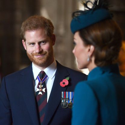 Prince Harry and Princess Kate attend the ANZAC Day service of Commemoration and Thanksgiving at Westminster Abbey in 2019