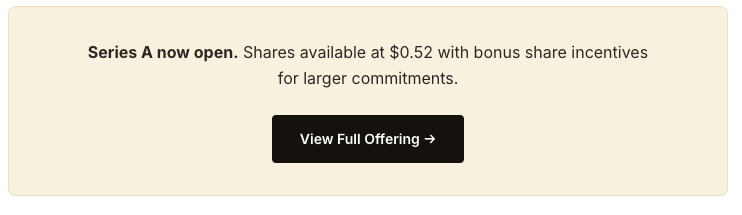 Graphic showing Series A is now open and click button for full offering.