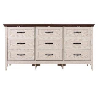 Anpoo 9 Drawer Farmhouse Wood Rustic Oak Dresser